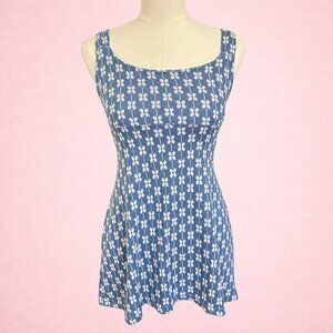 Vintage Blue Floral Mini Dress